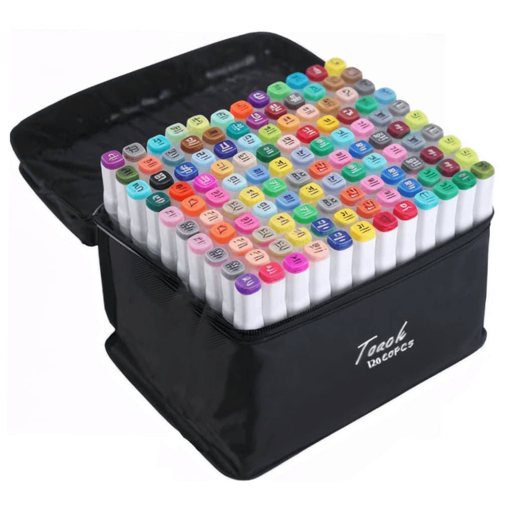 Kit Canetas Coloridas 120 Cores Dupla Ponta Estojo Organizador Marker para Desenho Lettering Arte