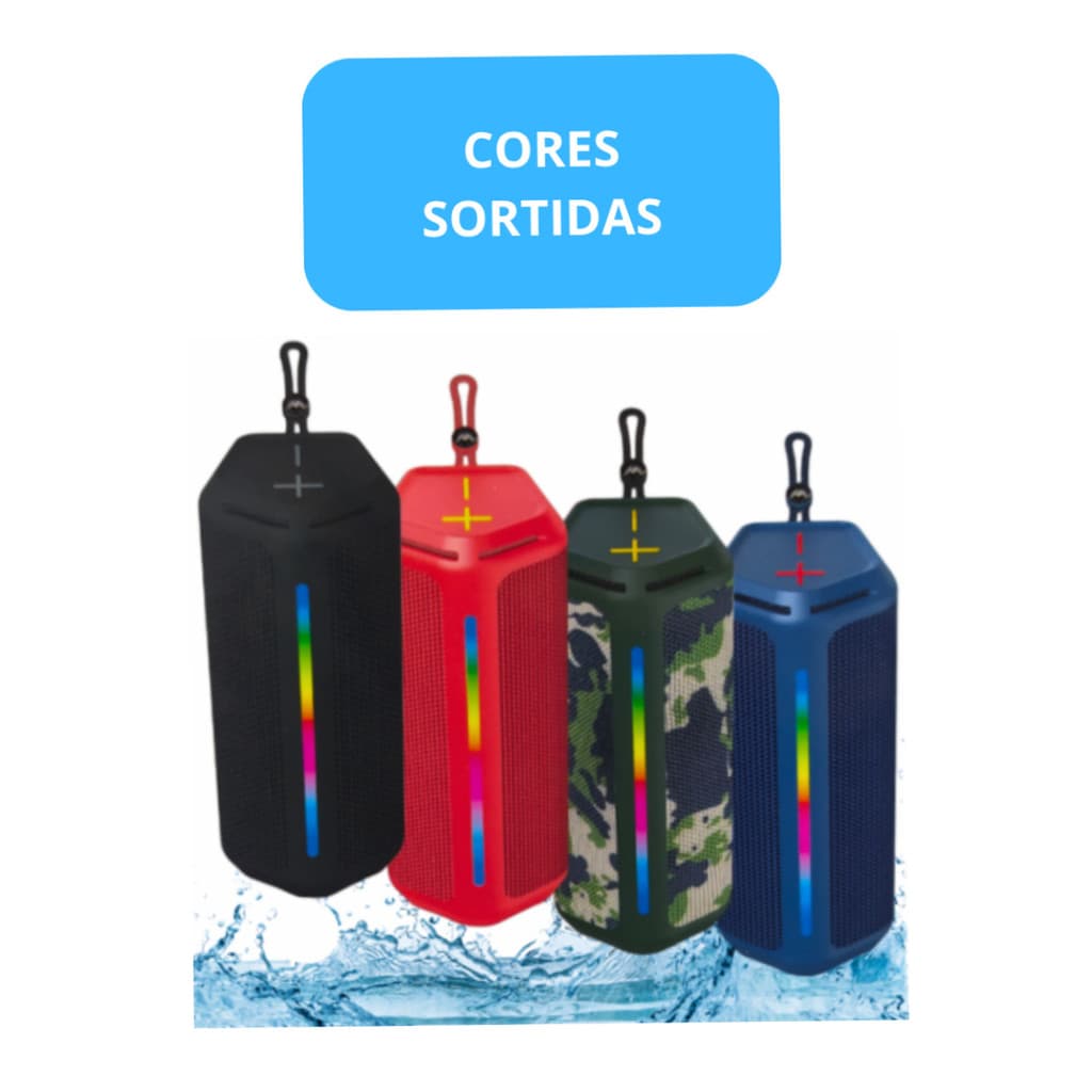 Caixa de Som Bluetooth Portátil À Prova D'agua 15W BASS - ( Cores Sortidas)