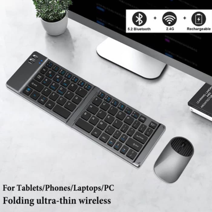 JOMAA Conjunto De Teclado E Mouse Sem Fio Dobrável Bluetooth Recarregável Para Tablet Telefone