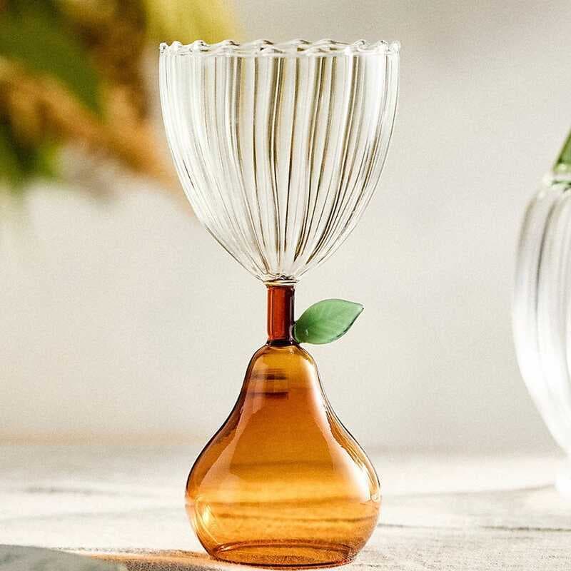 Criativo flor série de frutas copo de vinho doce cor vidro de alto valor Cocktail taça de vinho tinto listrado copo de c
