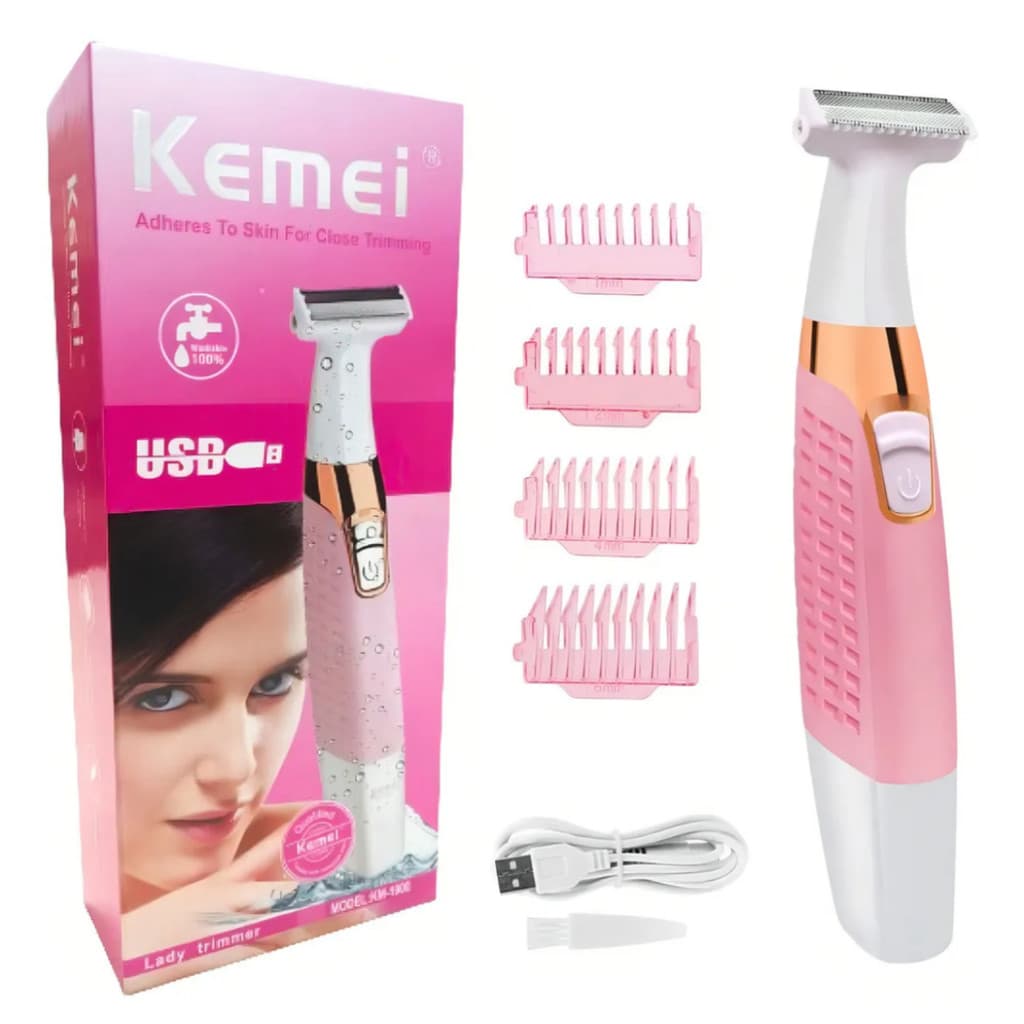 Aparador e Depilador Feminino 2 em 1 KMEI USB - KM-1900