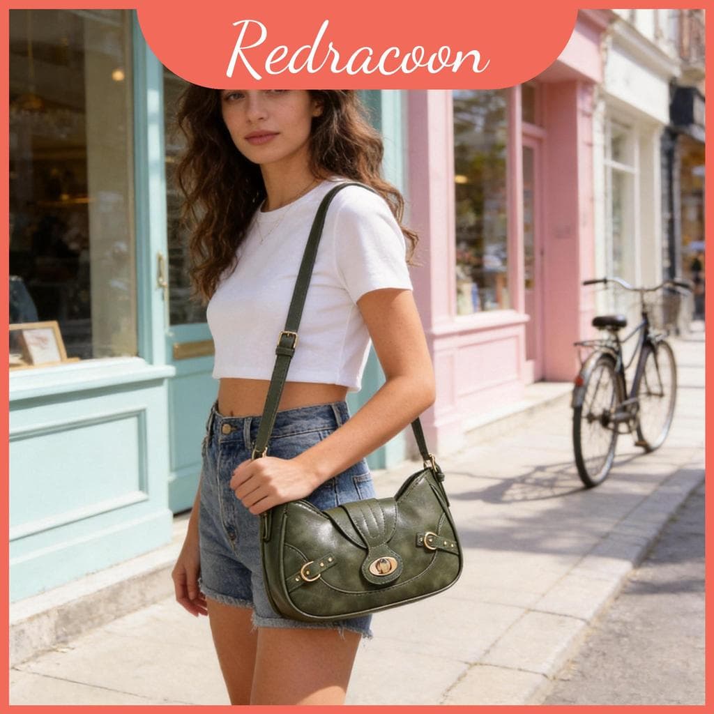 Bolsa Verde Pu Com Costura Para Uso Casual Urbano Diariamente