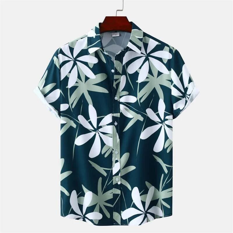 Cenário Natural Plantas De Montanha Impressão 3d Camisa Havaiana Dos Homens Verão Manga Curta Topos Praia Rua Lapela Blu