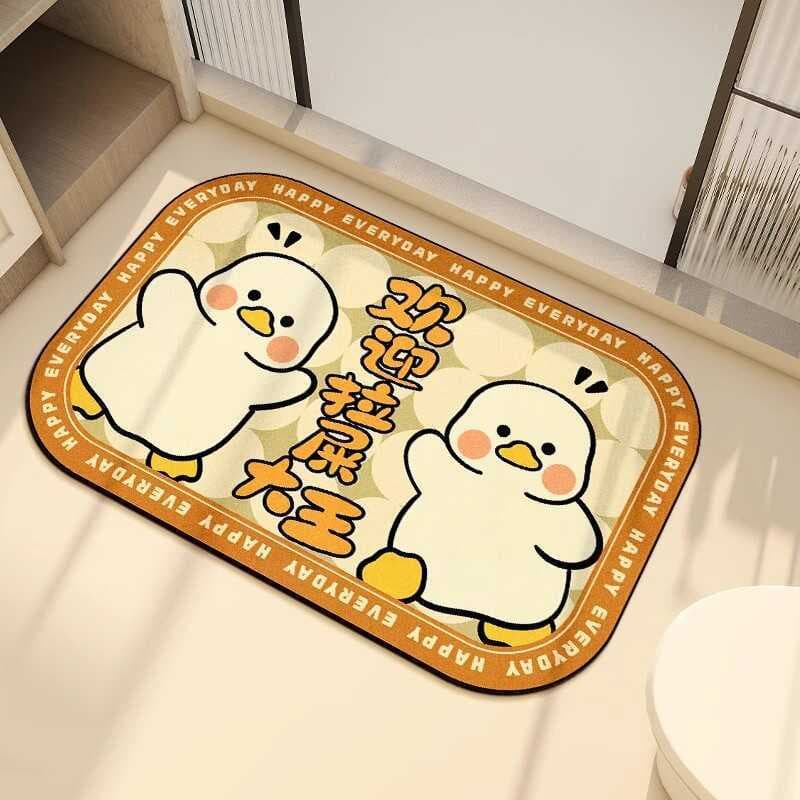 Tapete de chão de lama diatomácea de desenho animado, absorvente de água para banheiro, secagem rápida, fácil de cuidar,