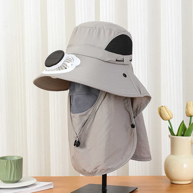 Chapéu de ventilador Solar chapéu de sol das mulheres dos homens verão proteção ultravioleta pescoço proteção Solar ao a