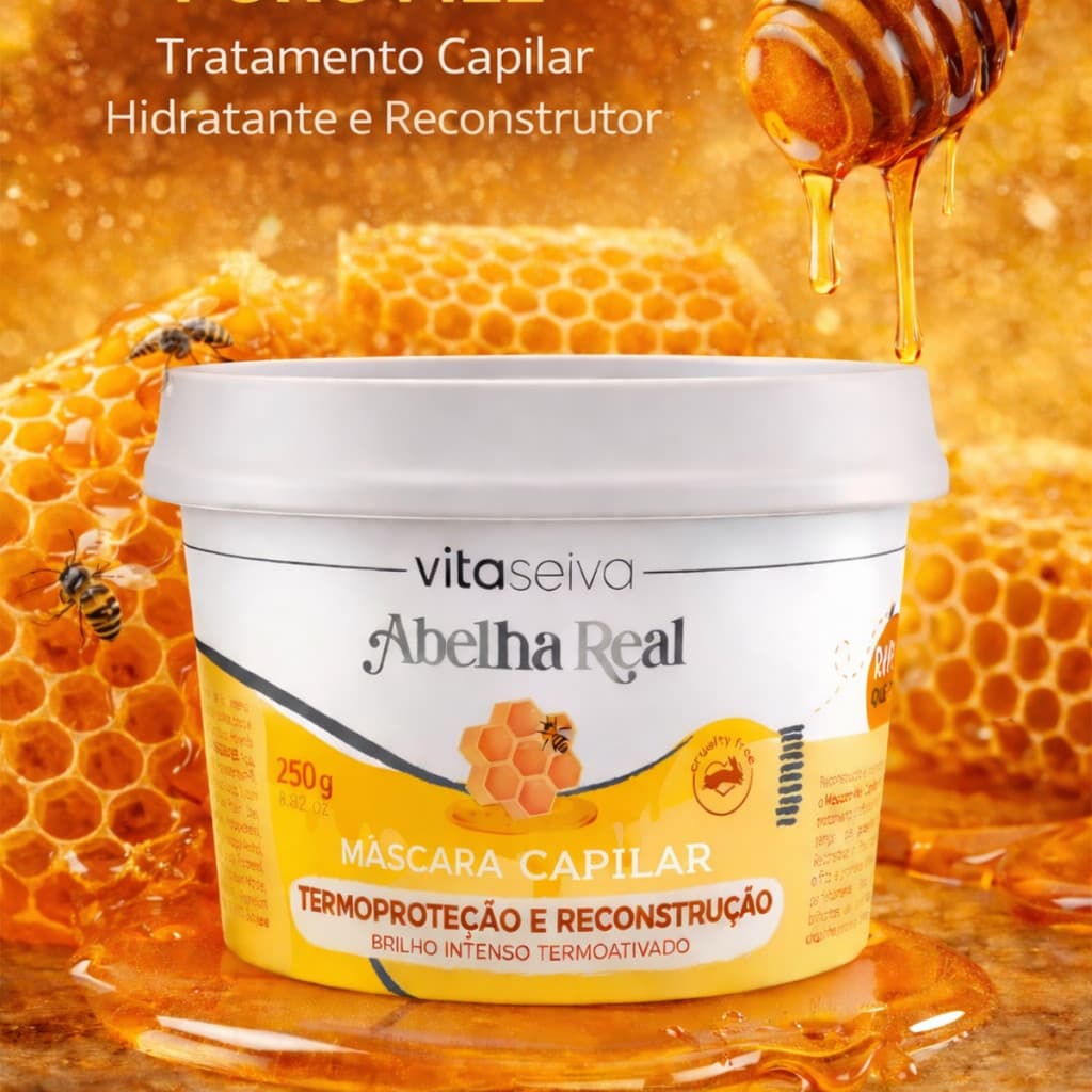 Creme Mel Capilar Abelha Real 250g Vita Seiva Reconstrução Térmica E Frizz Zero