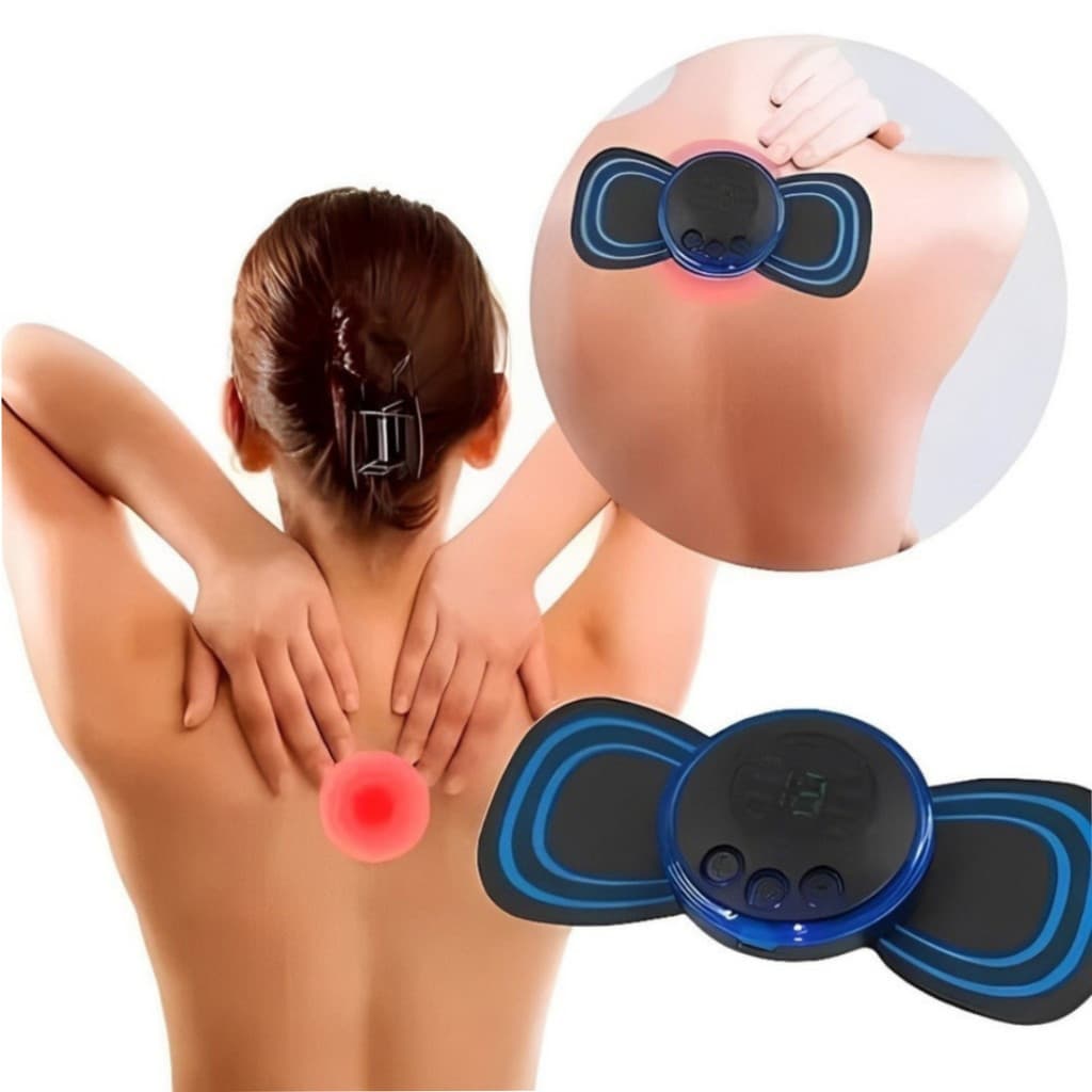 Mini Massageador Elétrico EMS Recarregável Portátil Eletroterapia USB para Pescoço Pernas Corpo AMT