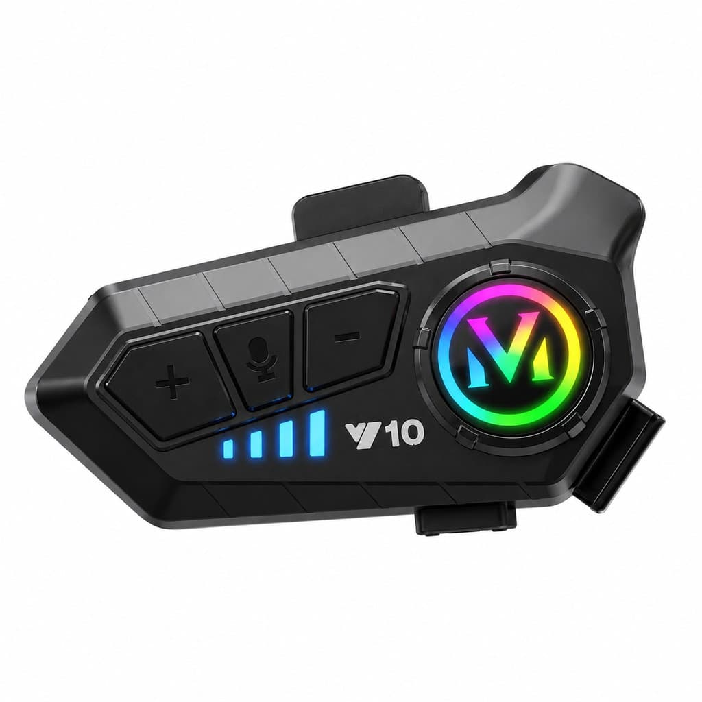 Intercomunicador Bluetooth para Capacete V10 RGB com Microfone Headset Moto GPS Música