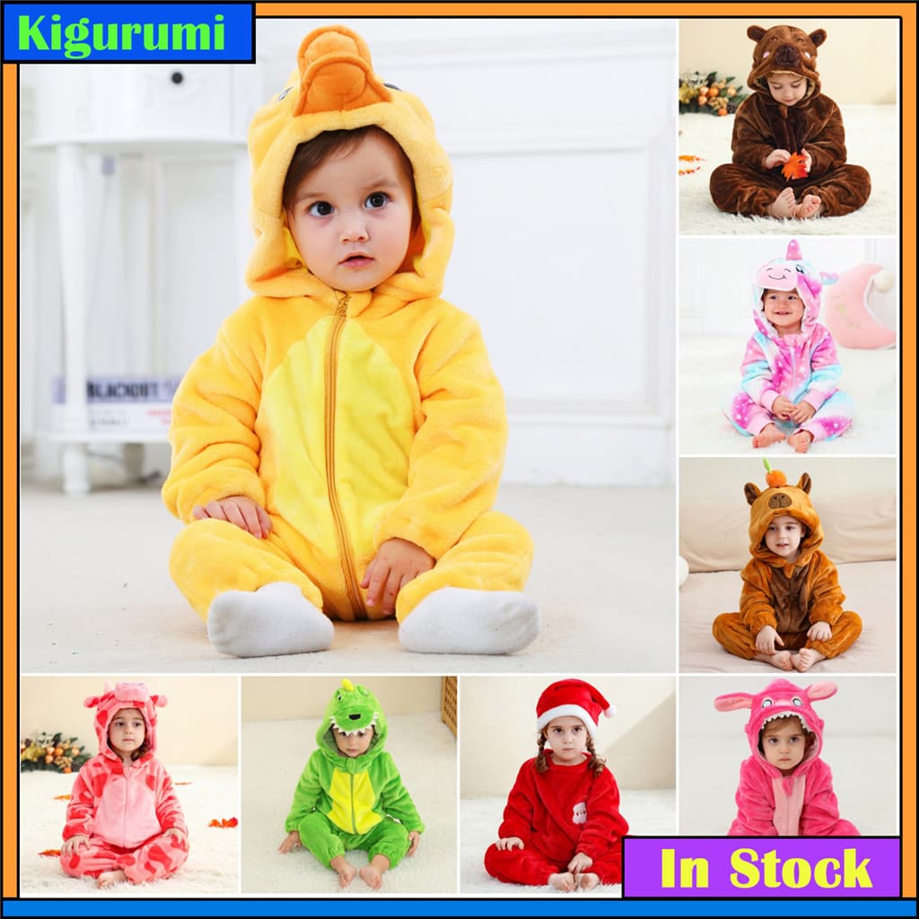 Bebê Unissex Macacão Kigurumi Infantil Bonito Pato Papai Noel Unicórnio Animal Macacões Recém-Nascidos Dos Desenhos Anim