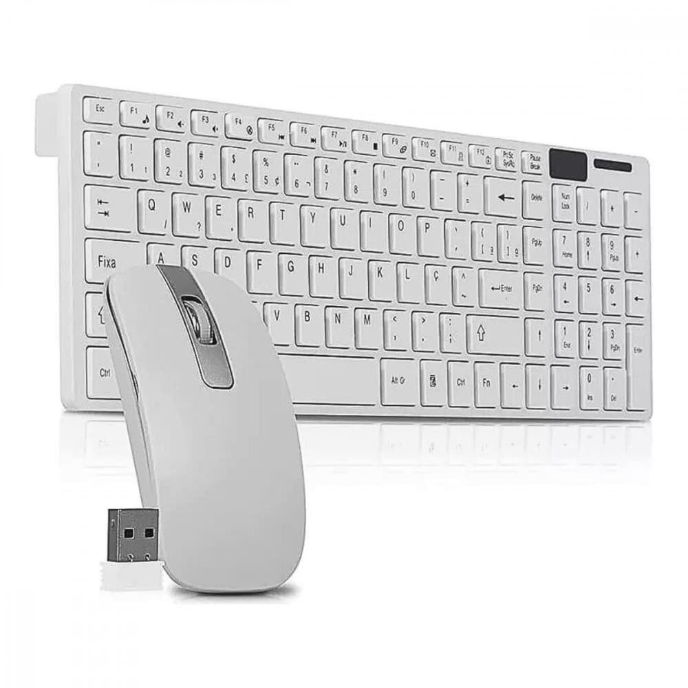 Teclado e Mouse com Receptor Sem Fio ABNT2