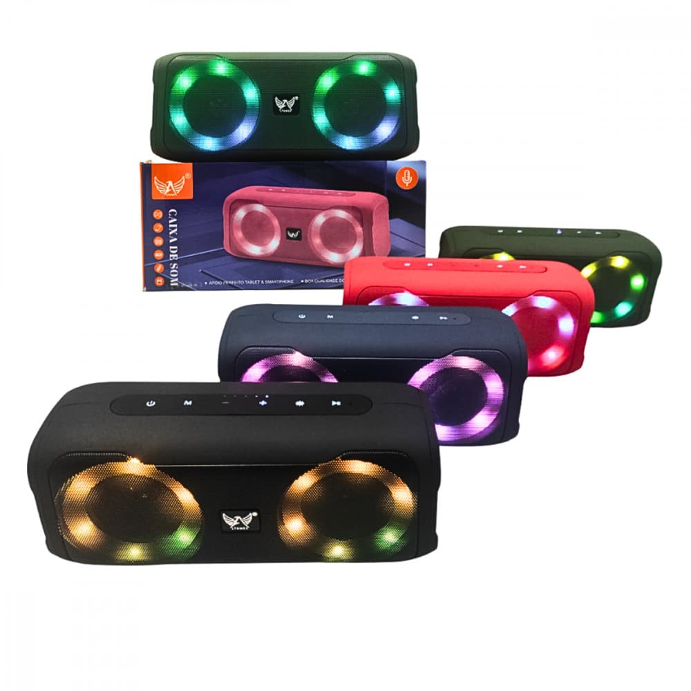 Caixa de Som Bluetooth Portátil 5W LED RGB Speaker Sem Fio Recarregável