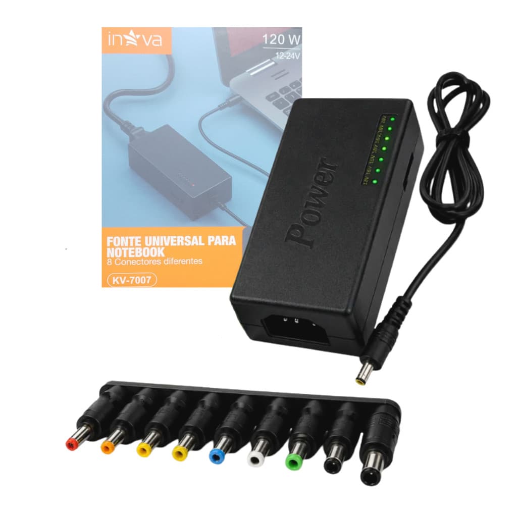 Fonte Carregador Universal 120w para Notebook Bivolt 12-24V INOVA KV-7007