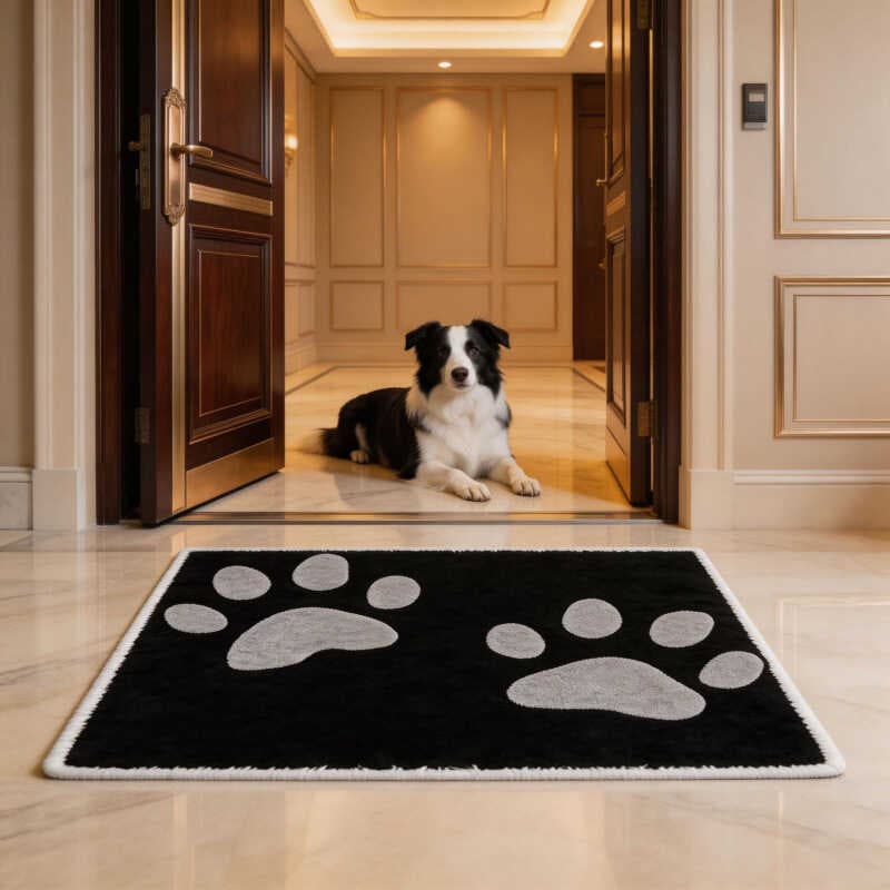 Simples pata de cachorro imitação Cashmere tapete do banheiro tapete do cão deitado tapete porta do banheiro absorvente