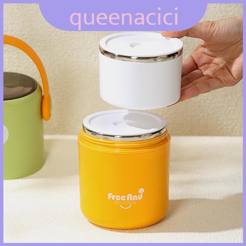 Recipiente De Aço Inoxidável Duplo Do Almoço Da Camada Com Tampa Selada Para O Piquenique E Uso Dos Adultos