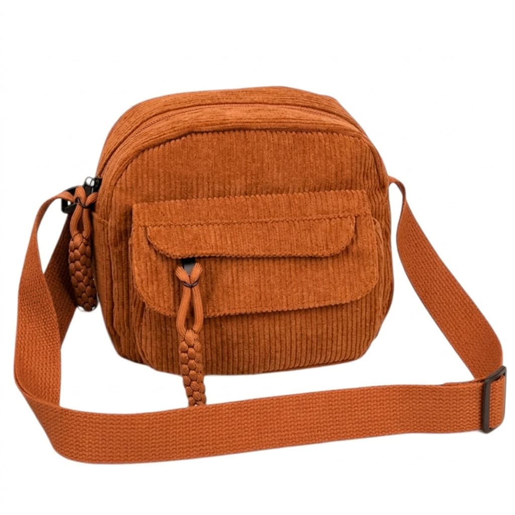 Bolsa Transversal Veludo Tiracolo Cotelê Pequena Estilo Cor: