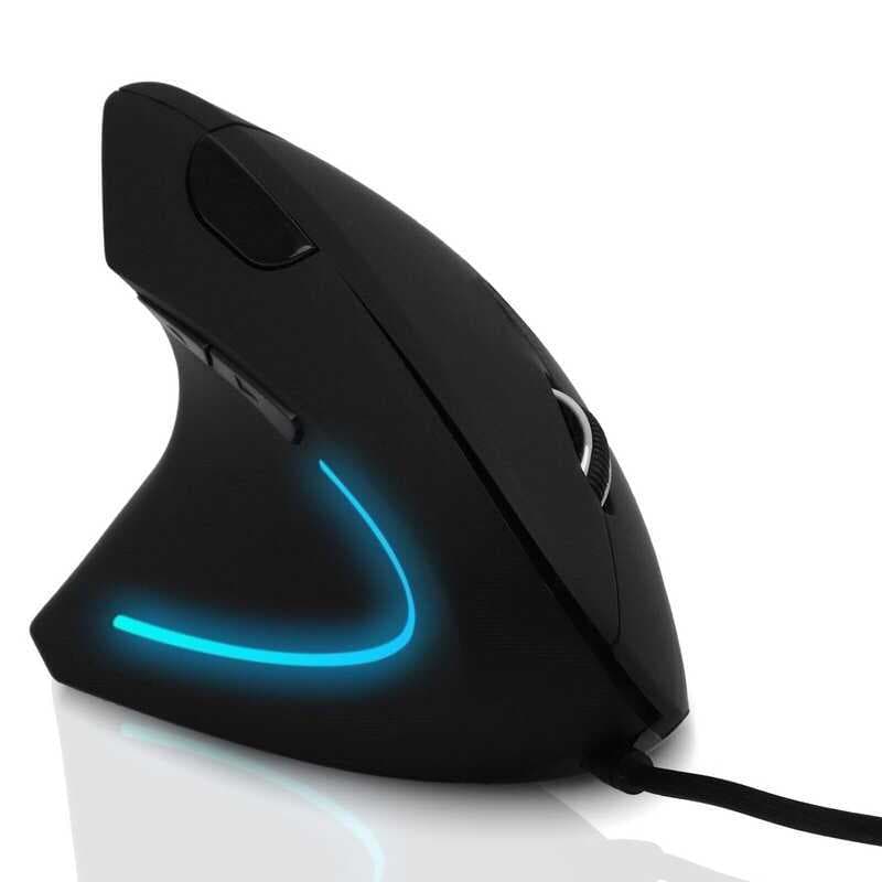Mouse Com Fio Interruptor DPI De 4 Níveis 1000 1200 1600 2400 Ergonômico 6 Botões Óptico Vertical Para Mão Esquerda