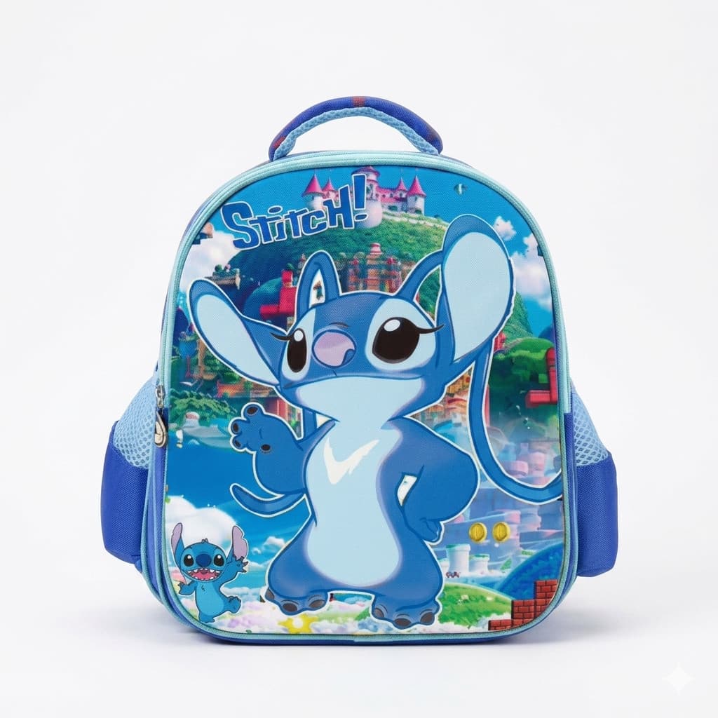 Mochila Costas Stitch Infantil Azul Feminina