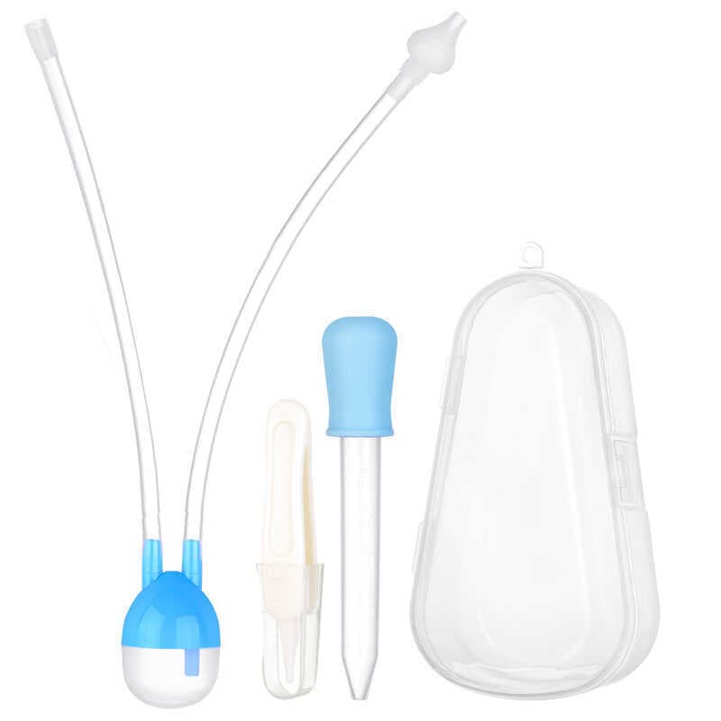 Bebê aspirador nasal conjunto alimentador de medicina bebê Booger clipe boca sucção aspirador nasal tipo cateter Anti-re