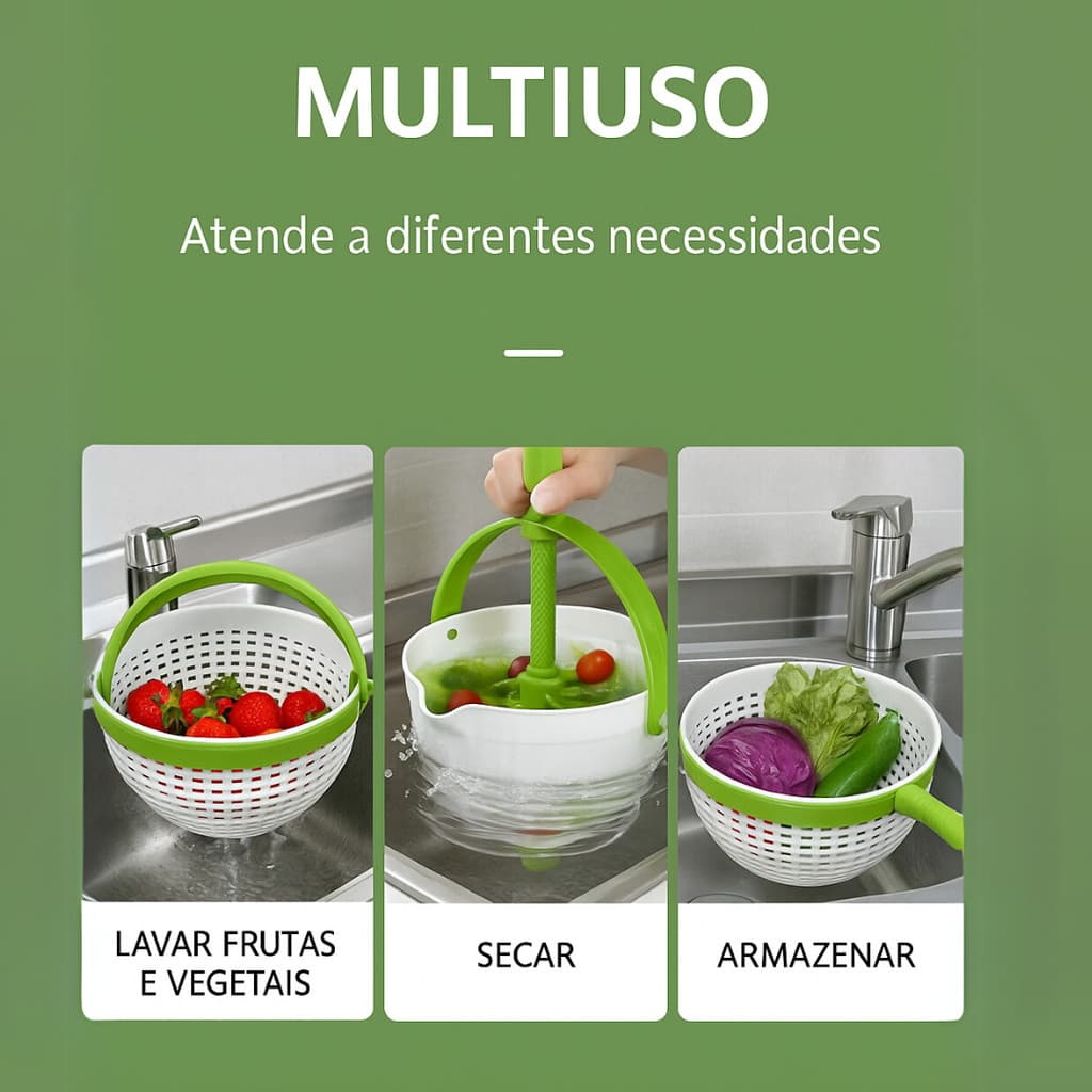 Peneira Plástica Escorredor Secador Centrifuga De Saladas Frutas Alimentos RE176 Snel Home