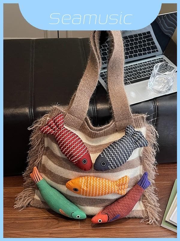 Sacola De Algodão Tricotada Para Mulheres Com Grande Capacidade E Estilo Casual De Viagem