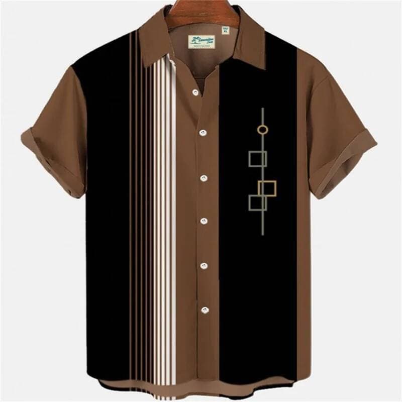 Homens Listra Elegante Blusa Impressão Colorida Ídolos Roupas e Futebol Manga Curta Casual Abotoaduras Sociais Camisas D