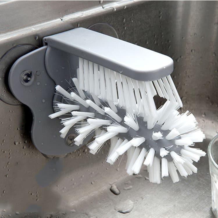 ESCOVA LIMPA COPOS E GARRAFAS C/ VENTOSA SNEL HOME SNH20 LAVADORA MANUAL DUPLA DE PIA P/ TAÇAS CANECAS COZINHA COMPACTA