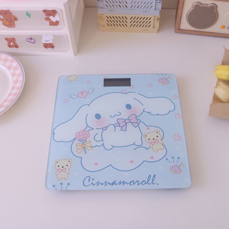 Padrão dos desenhos animados Kuromi canela cão balança eletrônica melodia balança de peso doméstico menina dormitório bo