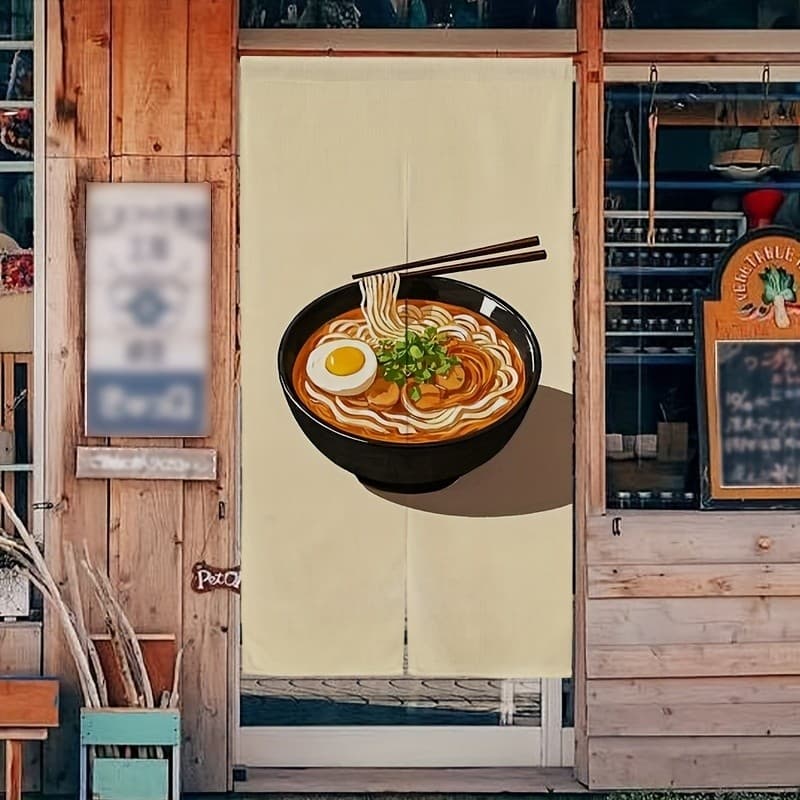 Cortina de porta padrão ramen, cortina de porta de restaurante, cortina de privacidade de sala de armazenamento