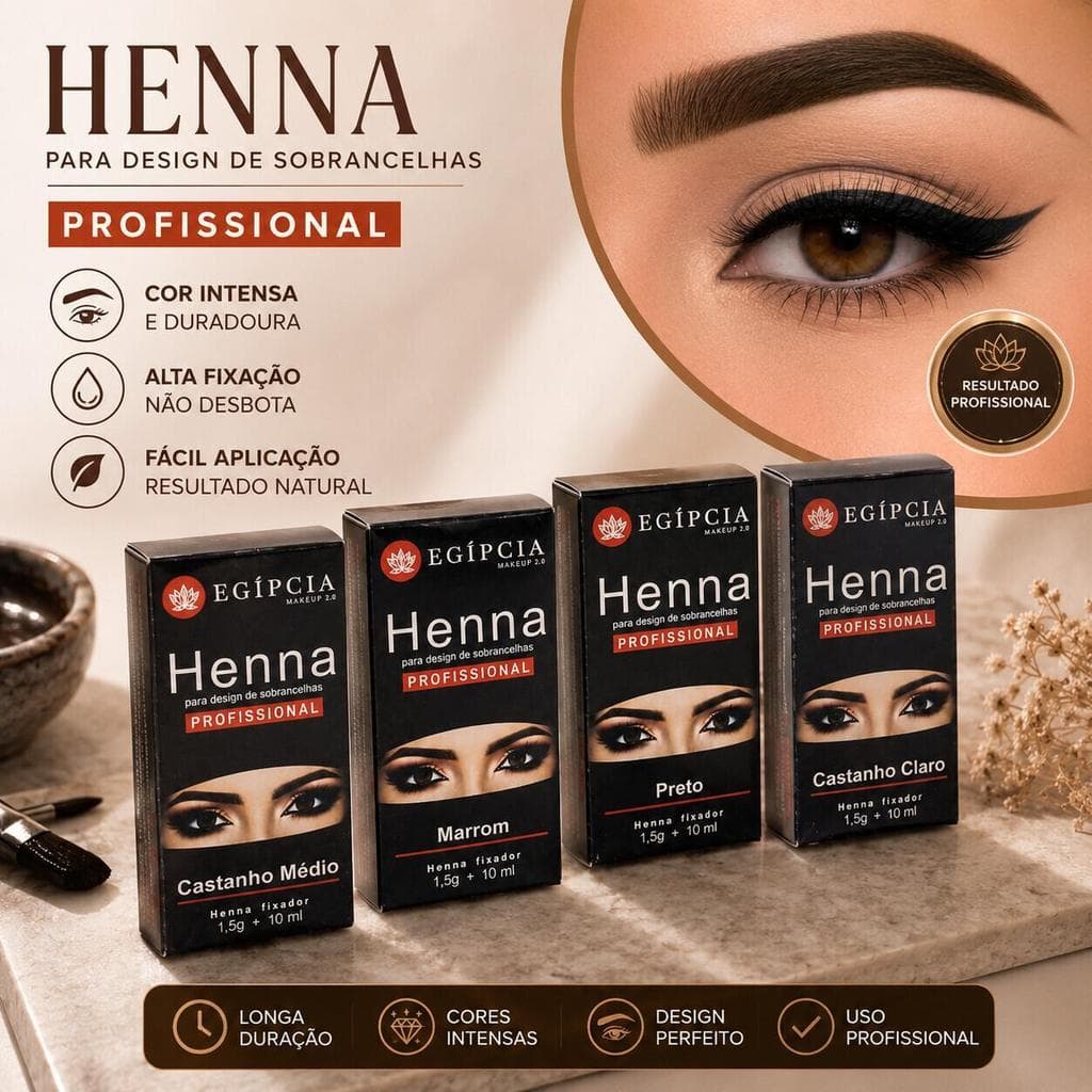 Henna para Sobrancelhas Egípcia EGIPCIA - Rendimento Bom e Fixação Eficiente