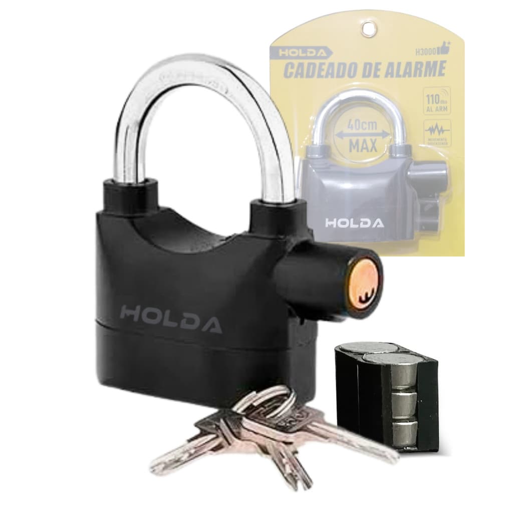 Cadeado Com Alarme Segurança Anti Furto Sensor De Movimento Bicicleta Bike Moto À Prova D'água Holda