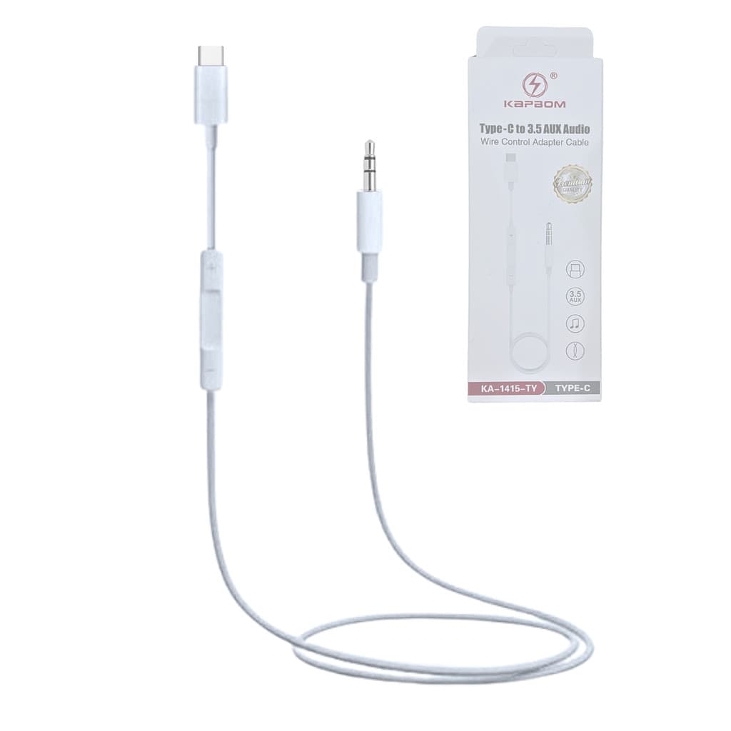 Cabo Auxiliar Tipo-C P2 3.5mm AUX Audio de 1 Metro Kapbom