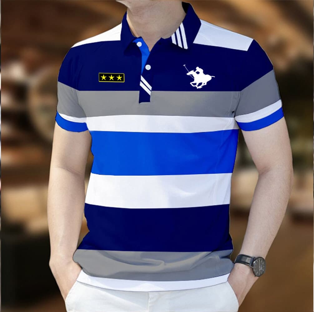Camisa Polo Masculina Roupas Masculinas Linha Bloco ASEAN Topo Padrão De Grandes Dimensões Cor Bloqueada Ao Ar Livre Str