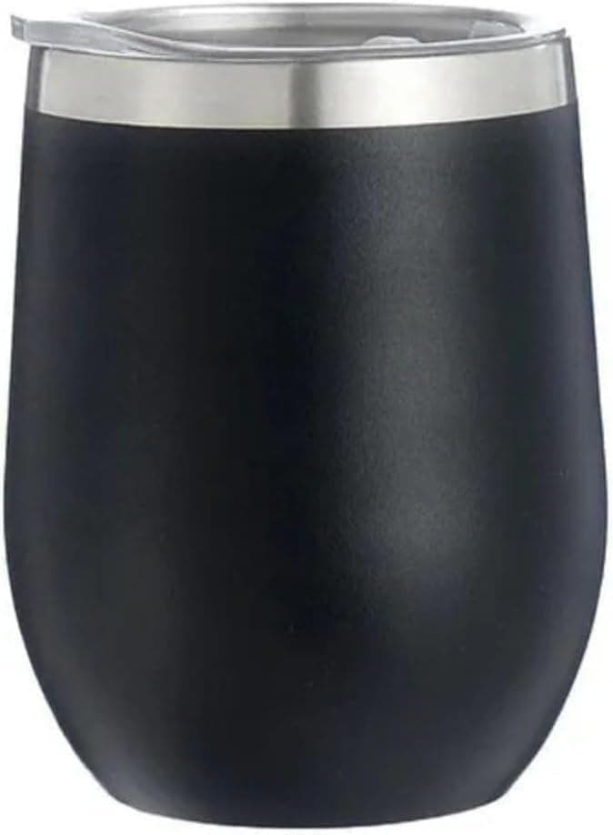 Mini Copo Térmico Cuia 350 ml em Aço Inox com Tampa PRETO