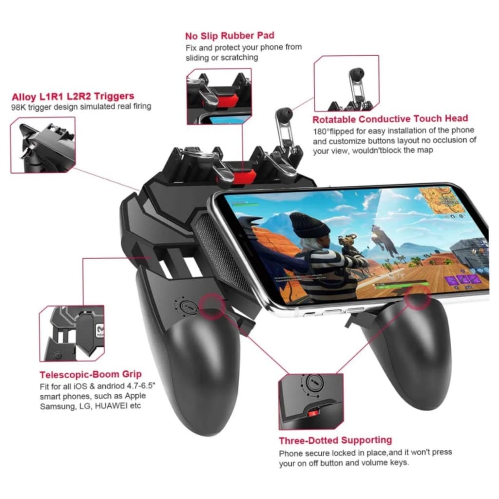 Controle Gamer Manual com Gatilhos Suporte Celular Joystick