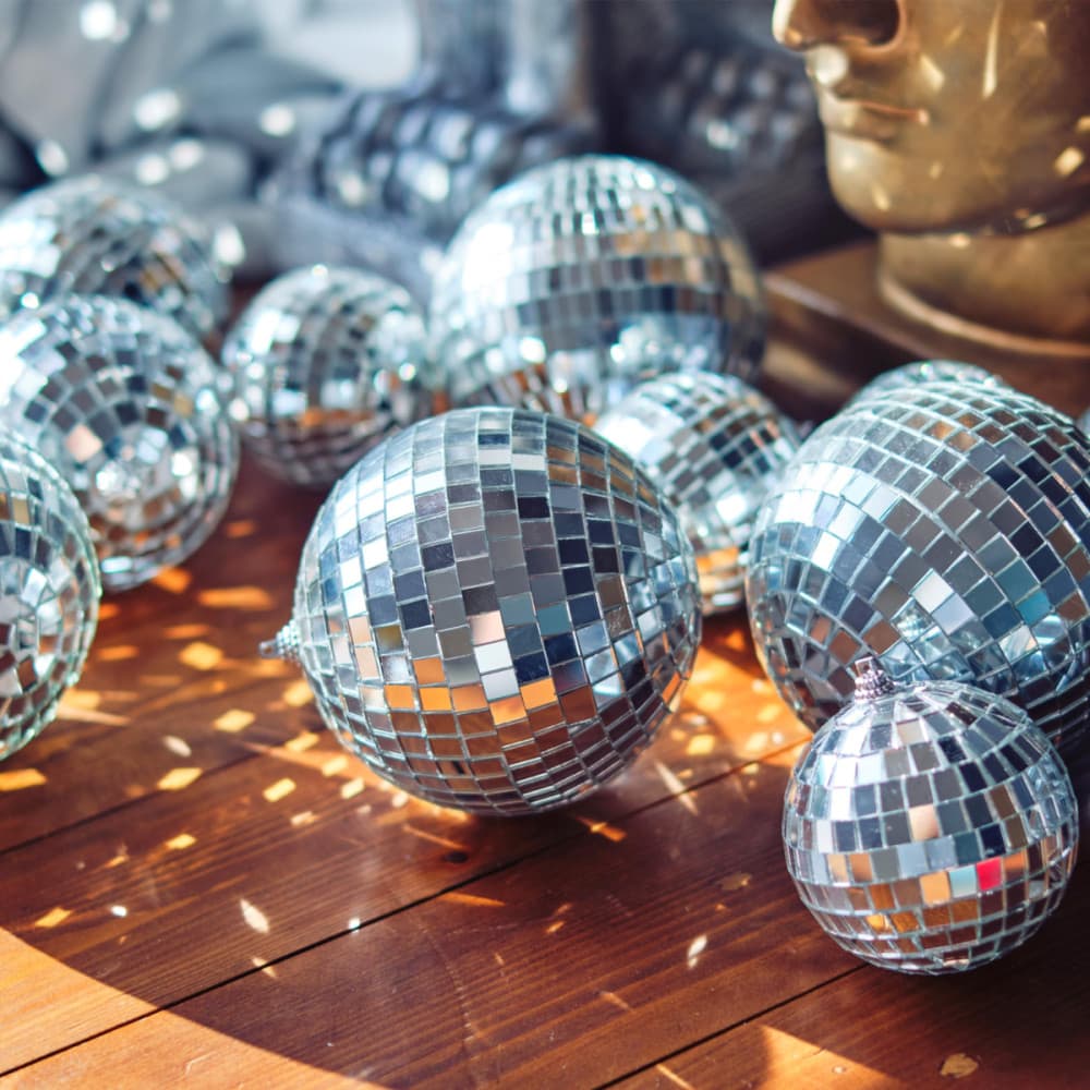 Conjunto de 06 Bolas discoteca com Espelho para Árvore de Natal