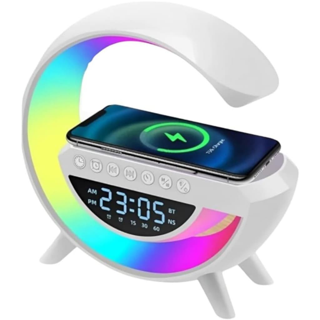 Carregador por Indução e Luminária C/Relógio G Speaker Pró