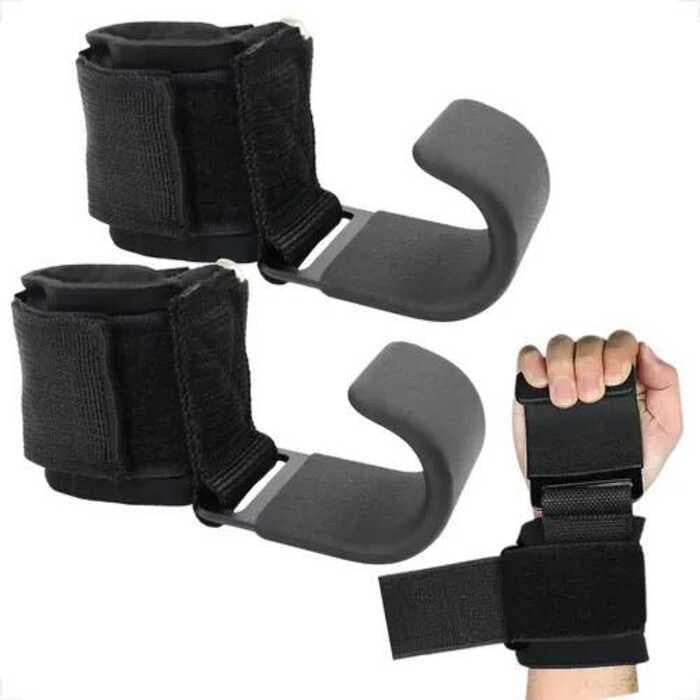 Strap Luva Gancho Treino Musculação Academia Crossfit Preto