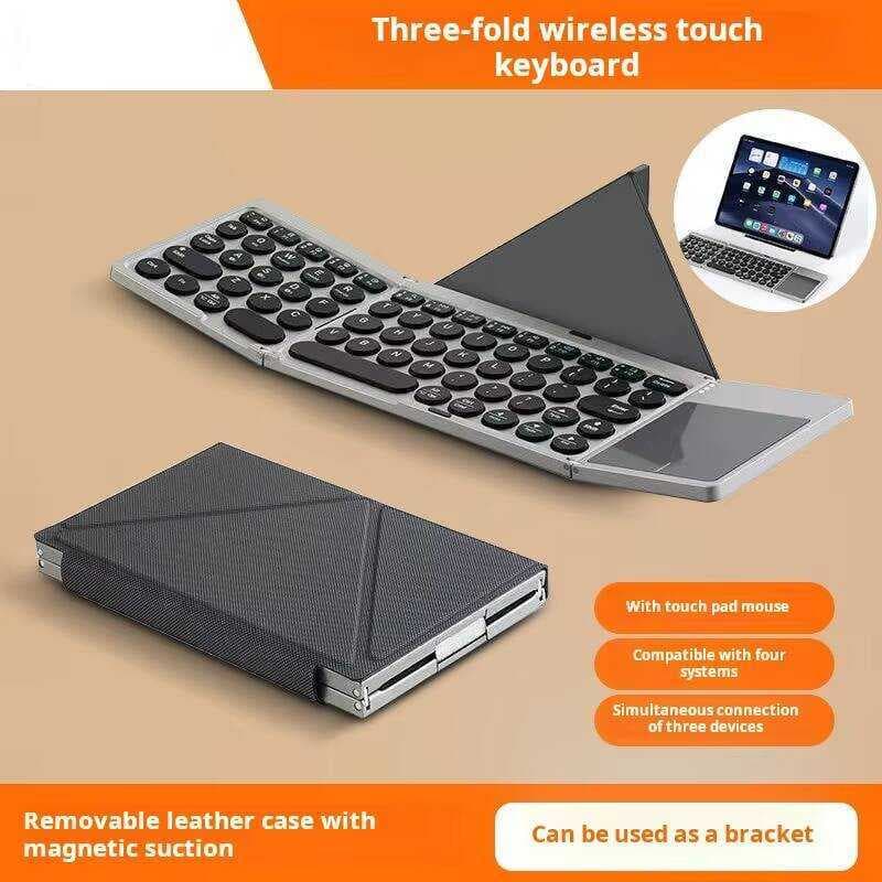 Teclado Sem Fio Tipo C Teclados Dobráveis De Bolso Recarregáveis Com Suporte Dobrável Para Windows Tablet Laptop