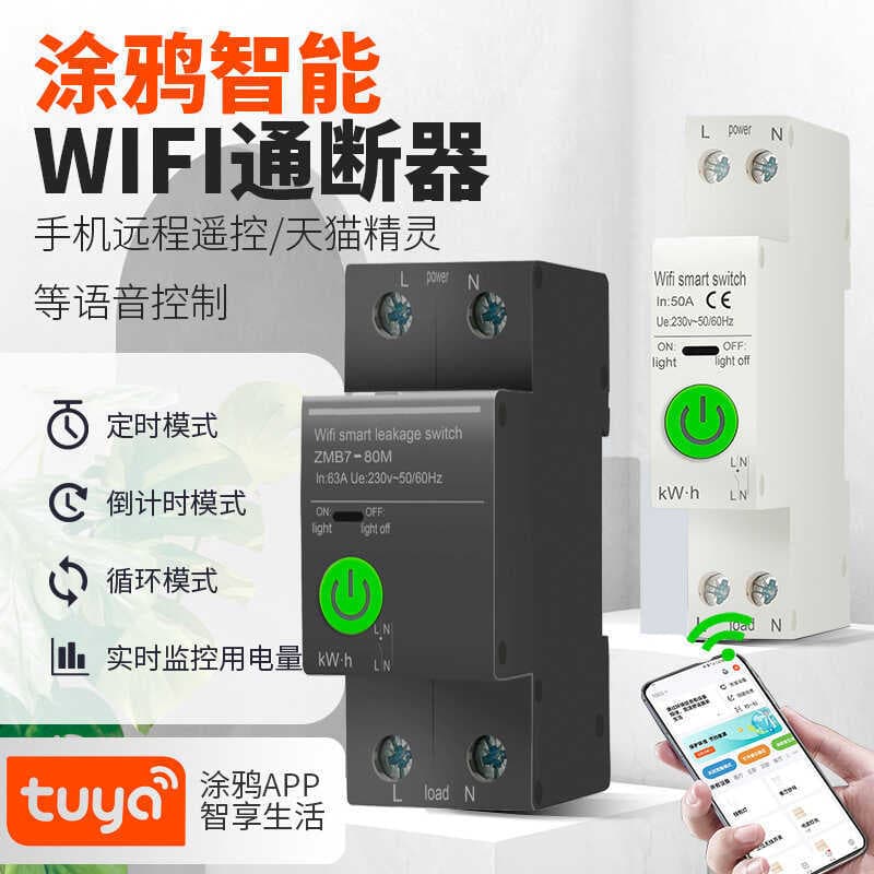 Interruptor remoto sem fio WIFI Graffiti 20A/32A/63A 220V Interruptor inteligente de estatísticas de medição de energia