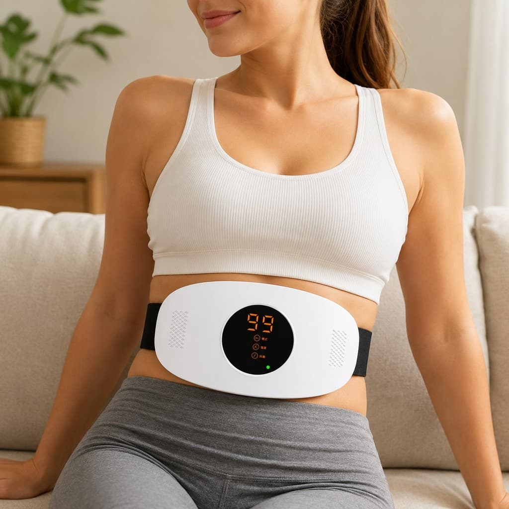 Cinta Térmica Para Cólica Menstrual Massageador Com Vibração e Recarregável USB