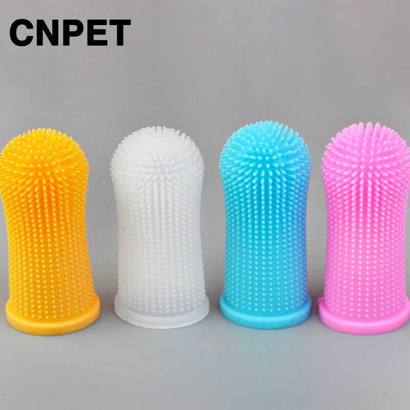 Pet Silicone dedo berços escova de dentes gato cão dedo berços limpeza escova de dentes Anti-cavidade