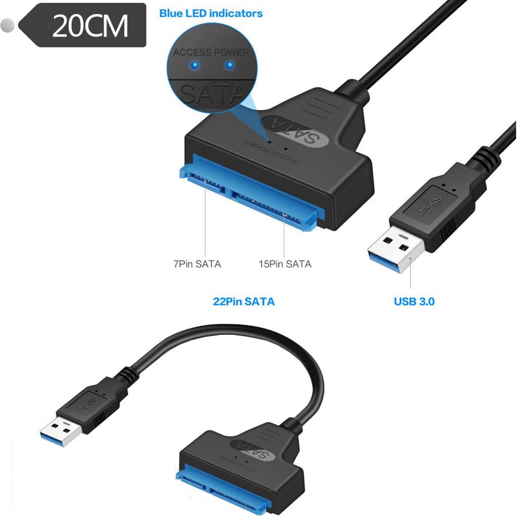 USB3.0 sata Easy Drive Cable Cabo de disco rígido sata para usb Cabo de disco rígido de 2,5/3,5 polegadas com luz