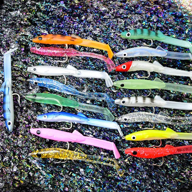 17 peças com gancho enguia isca macia isca conjunto de Software isca macia equipamento de pesca de minhoca 17 cores 6.5c