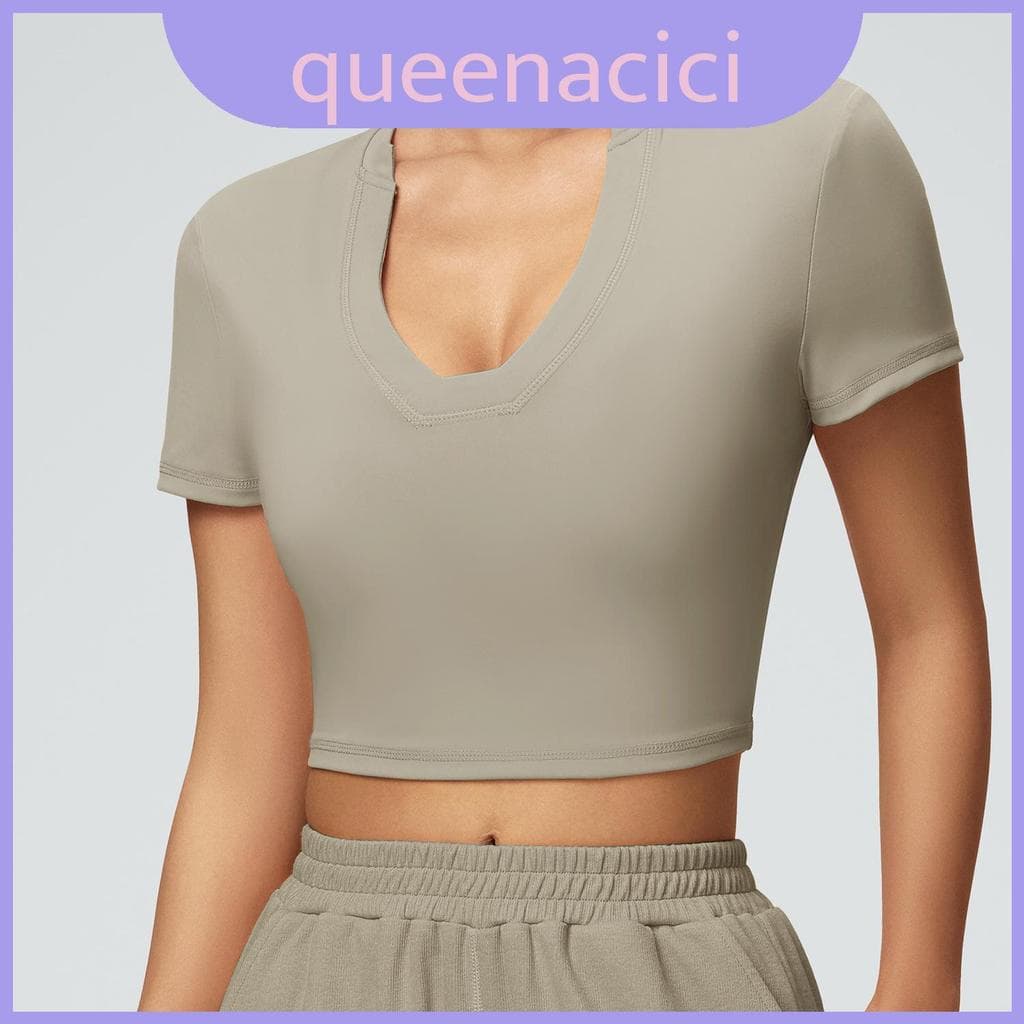 Camiseta Esportiva Slim Fit Para Mulheres Com Material De Secagem Rápida Exercícios De Ioga