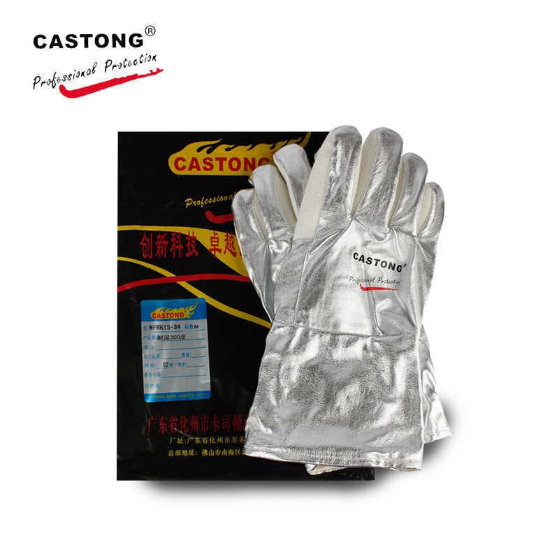 Caston NFRR15-34 Folha de Alumínio 3 Graus Resistente a Chamas Luvas de Alta Temperatura Retardador de Chamas Luvas de I