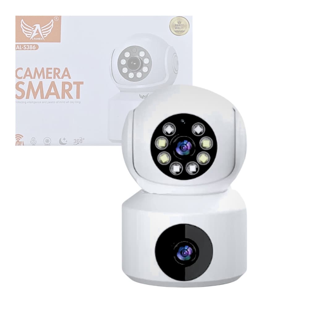 Câmera Segurança Smart Babá Eletrônica Com Sensor Movimento Wi-fi 360° Full Hd 1080p Altomex AL-S386