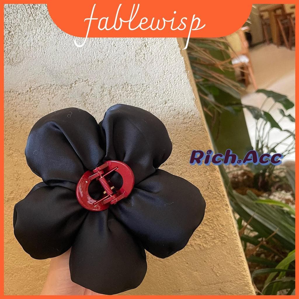 Grampo De Cabelo De Flor Preta Fivepetal Com Artesanato Artesanal Para Acessórios De Moda Femininos