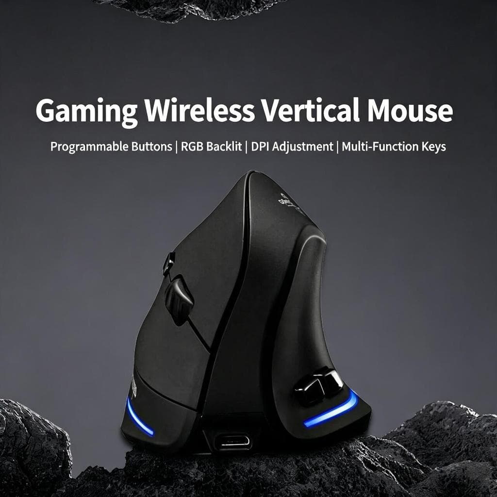 JOMAA 2.4G USB Mouse Vertical Sem Fio RGB Recarregável Gaming Mão Direita Para Computador Gamer Laptop