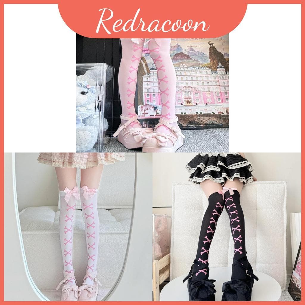 Meias Overtheknee Lolita Bowknot Com Design Sem Costura E Desgaste Antifricção Sazonal Para