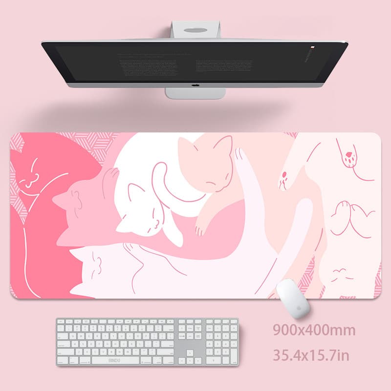 Gato Bonito Grande Mouse Pad 100x50cm Computador Rosa Mousepads Jogos Mousepad Teclado Tapete Gamer Pads Tapetes De Mesa